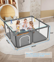 Dripex Baby Playpen, 48"×48" Play Pens for Babies and Toddlers, Safe Anti-Fall Play Yard with Gates, Baby Fence with Breathable Mesh, Indoor & Outdoor Kids Activity Center, Anchor Grey
